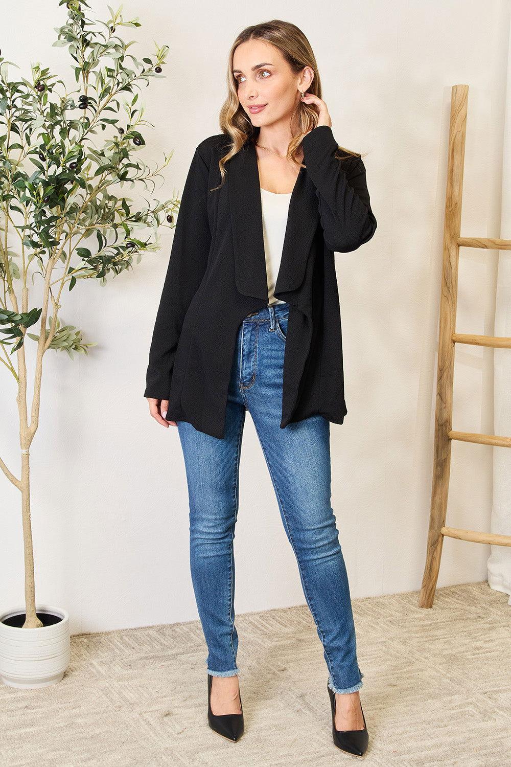 Heimish Full Size Open Front Long Sleeve Blazer - Clothes For Her Online Store