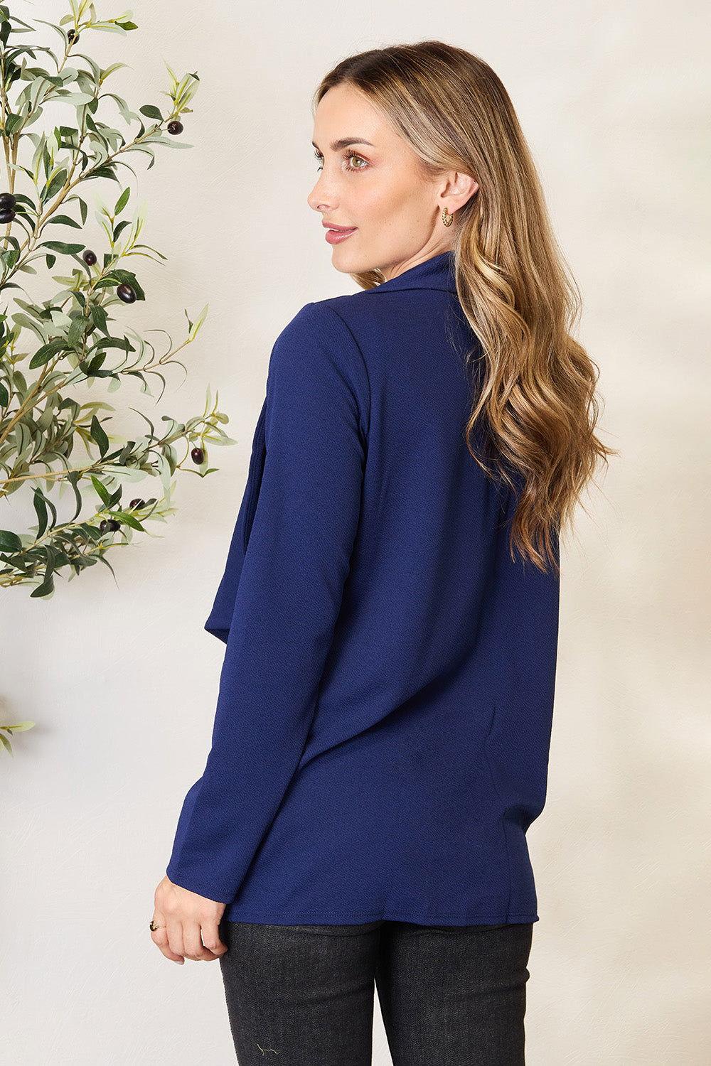 Heimish Full Size Statement Neck Open Front Blazer - Clothes For Her Online Store