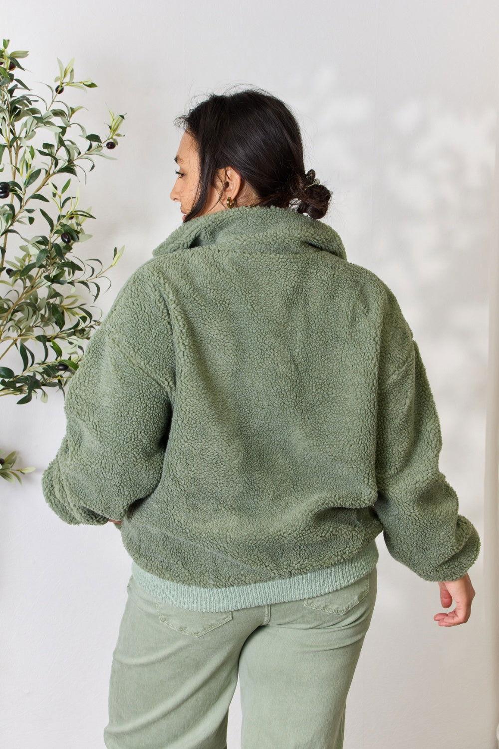 Heimish Full Size Zip Up Collared Neck Jacket - Clothes For Her Online Store