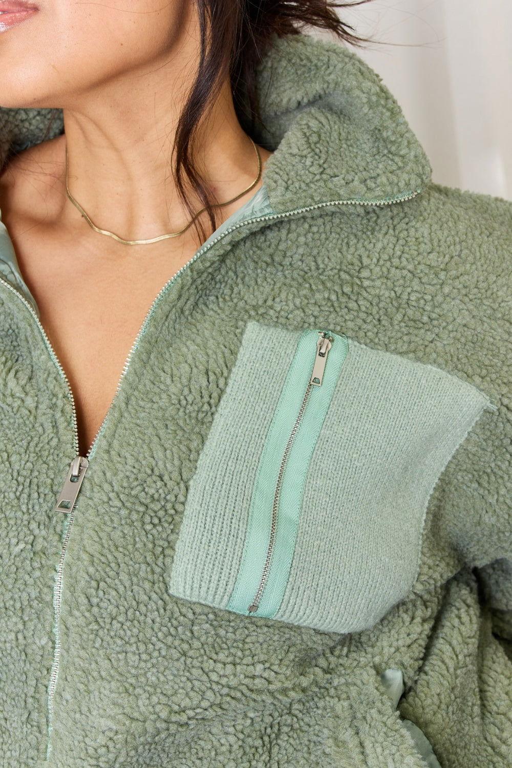 Heimish Full Size Zip Up Collared Neck Jacket - Clothes For Her Online Store