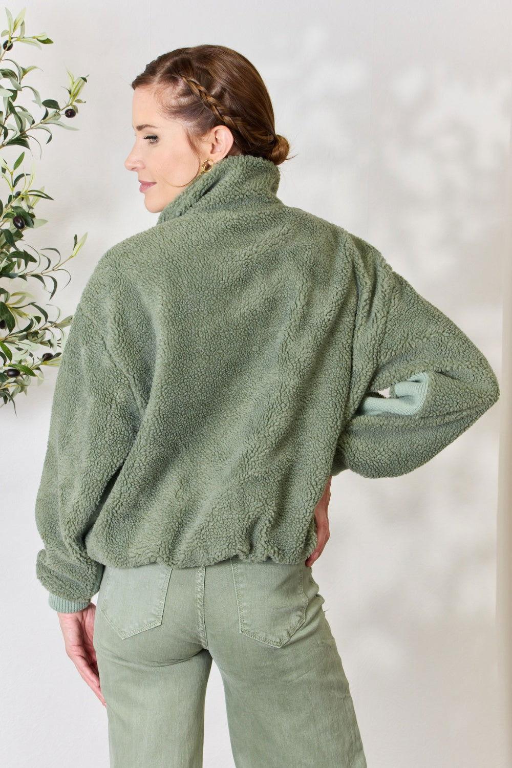 Heimish Full Size Zip Up Collared Neck Jacket - Clothes For Her Online Store