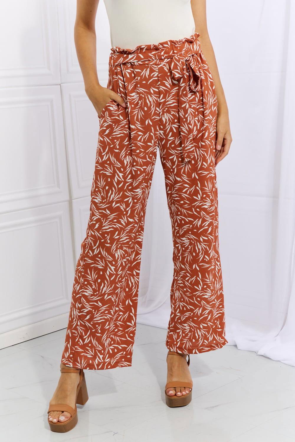 Heimish Right Angle Full Size Geometric Printed Pants in Red Orange - Clothes For Her Online Store