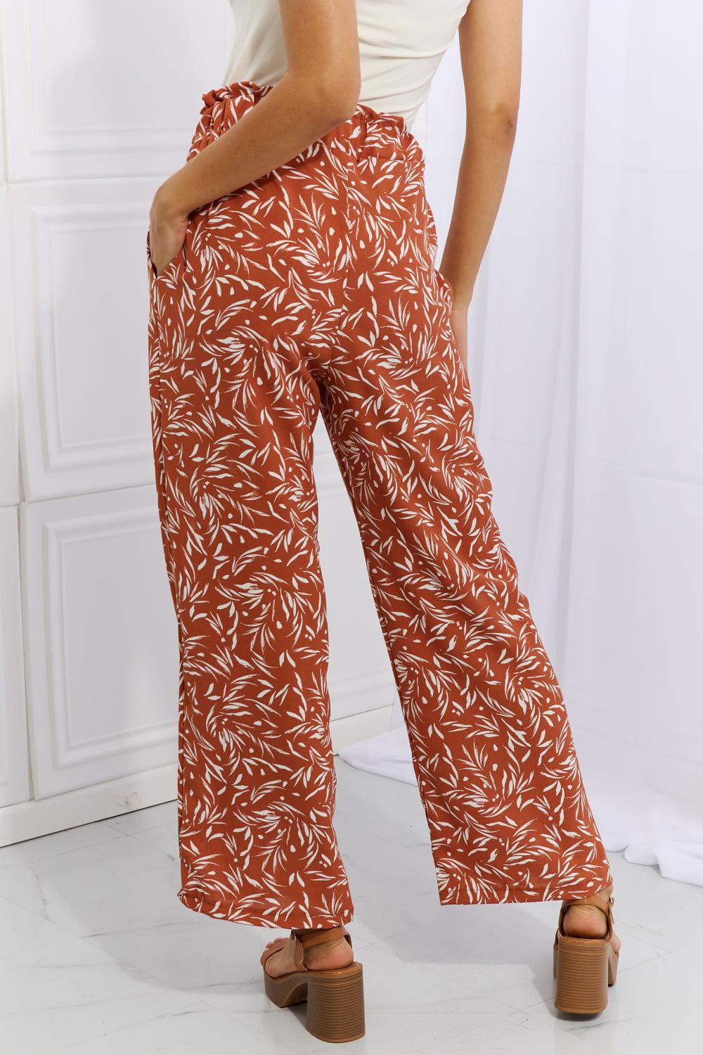 Heimish Right Angle Full Size Geometric Printed Pants in Red Orange - Clothes For Her Online Store