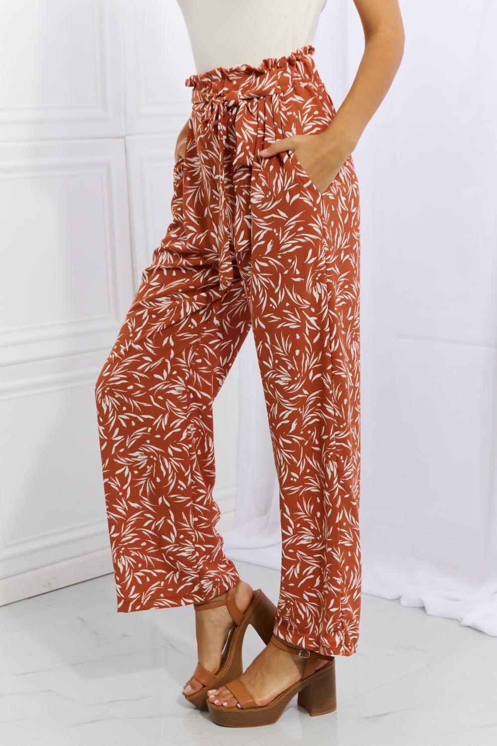 Heimish Right Angle Full Size Geometric Printed Pants in Red Orange - Clothes For Her Online Store
