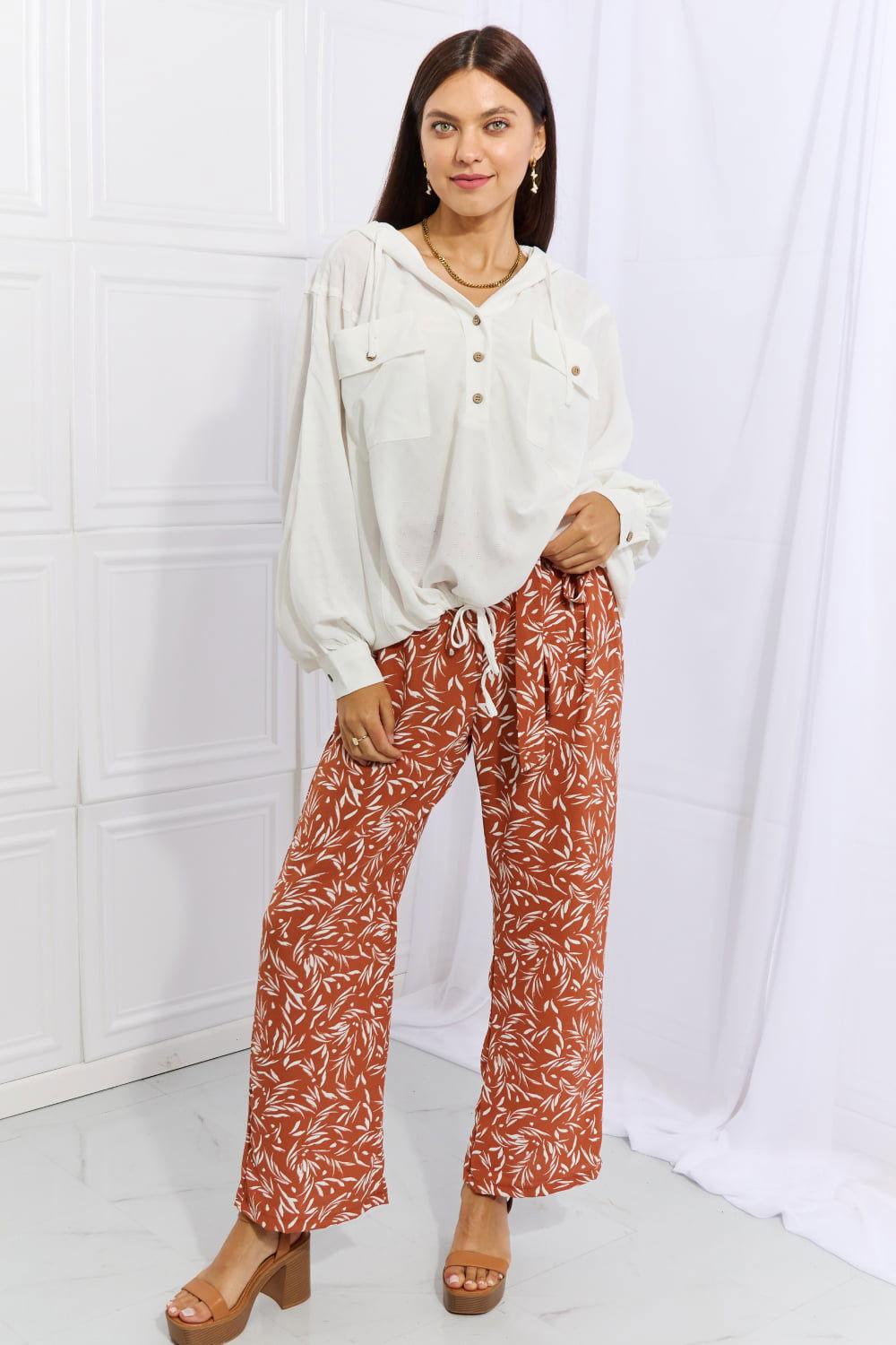Heimish Right Angle Full Size Geometric Printed Pants in Red Orange - Clothes For Her Online Store
