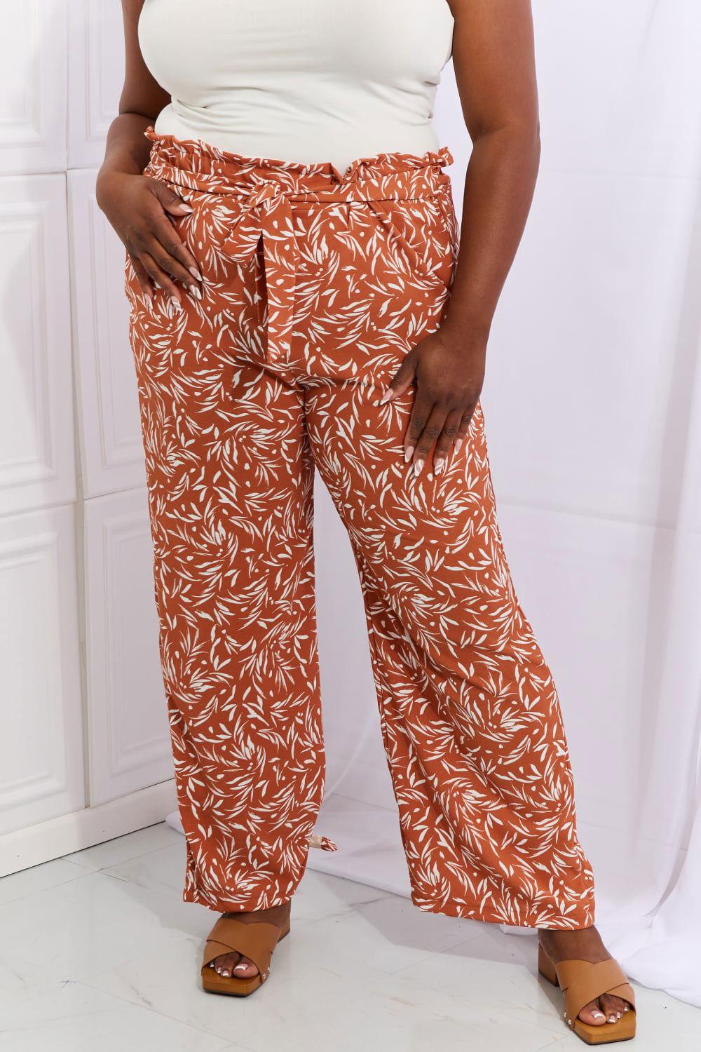 Heimish Right Angle Full Size Geometric Printed Pants in Red Orange - Clothes For Her Online Store