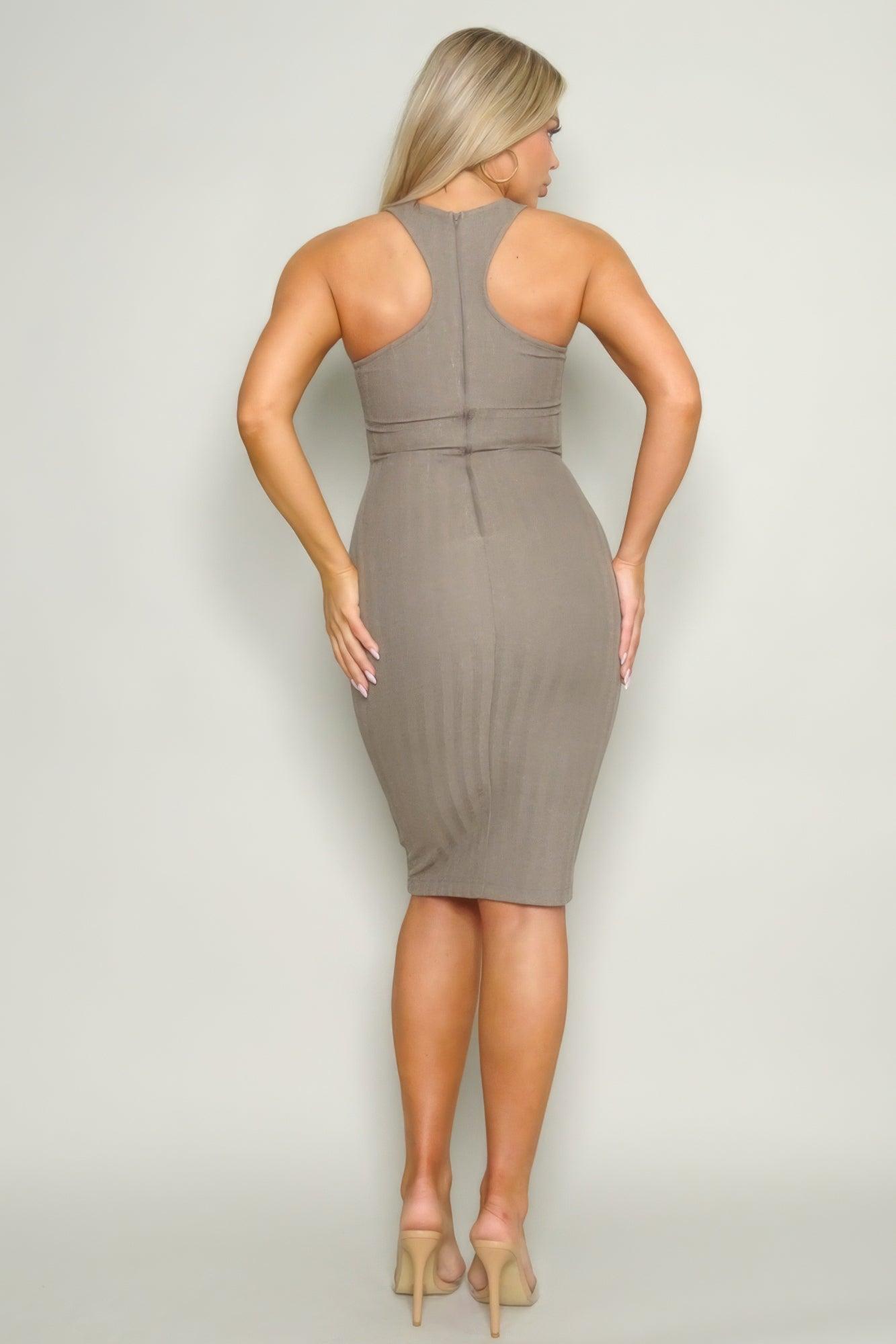 High Cut Racerback Knit Midi Dress - Clothes For Her Online Store