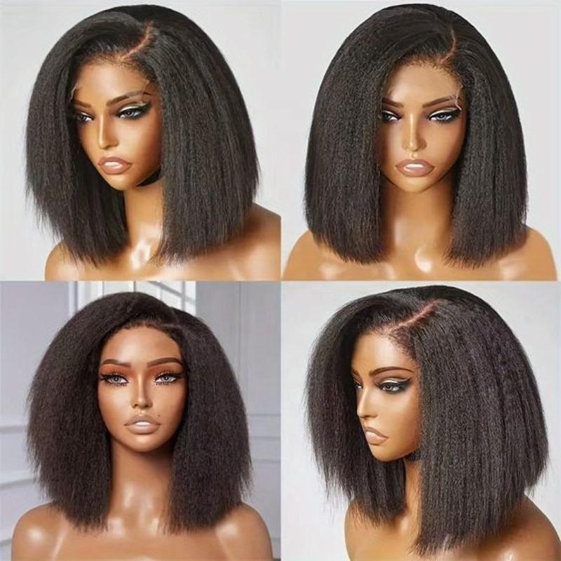 High Quality 13x4 Lace Frontal Glueless Wigs Human Hair Kinky Straight 4x4 HD Lace Closure Wig 4C Edge Baby Hair Brazilian Bob - Clothes For Her Online Store