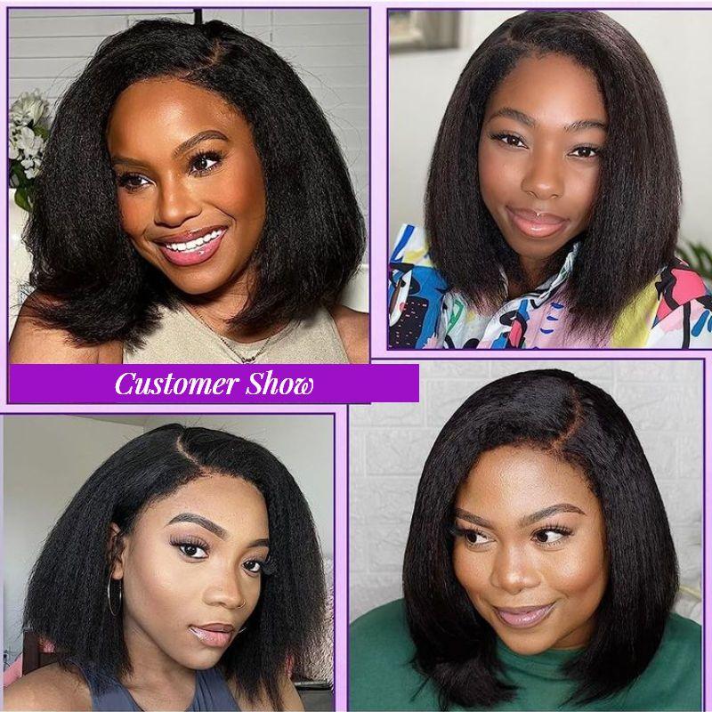 High Quality 13x4 Lace Frontal Glueless Wigs Human Hair Kinky Straight 4x4 HD Lace Closure Wig 4C Edge Baby Hair Brazilian Bob - Clothes For Her Online Store