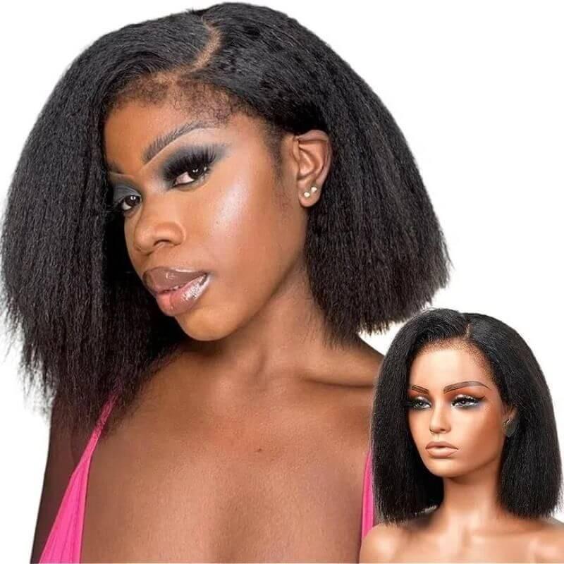 High Quality 13x4 Lace Frontal Glueless Wigs Human Hair Kinky Straight 4x4 HD Lace Closure Wig 4C Edge Baby Hair Brazilian Bob - Clothes For Her Online Store