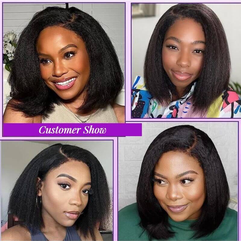 High Quality 13x4 Lace Frontal Glueless Wigs Human Hair Kinky Straight 4x4 HD Lace Closure Wig 4C Edge Baby Hair Brazilian Bob - Clothes For Her Online Store