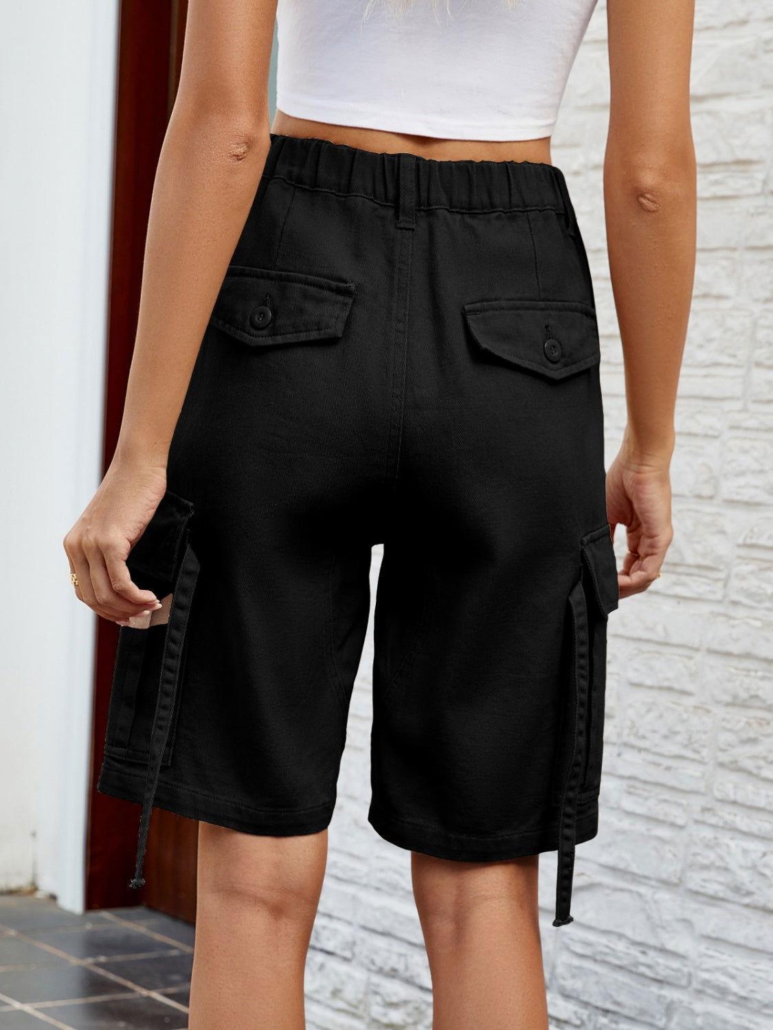 High Waist Denim Shorts with Pockets - Clothes For Her Online Store