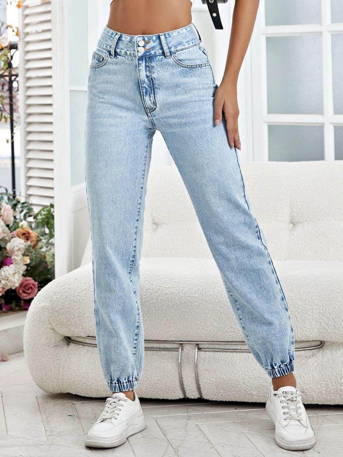 High Waist Jeans with Pockets - Clothes For Her Online Store