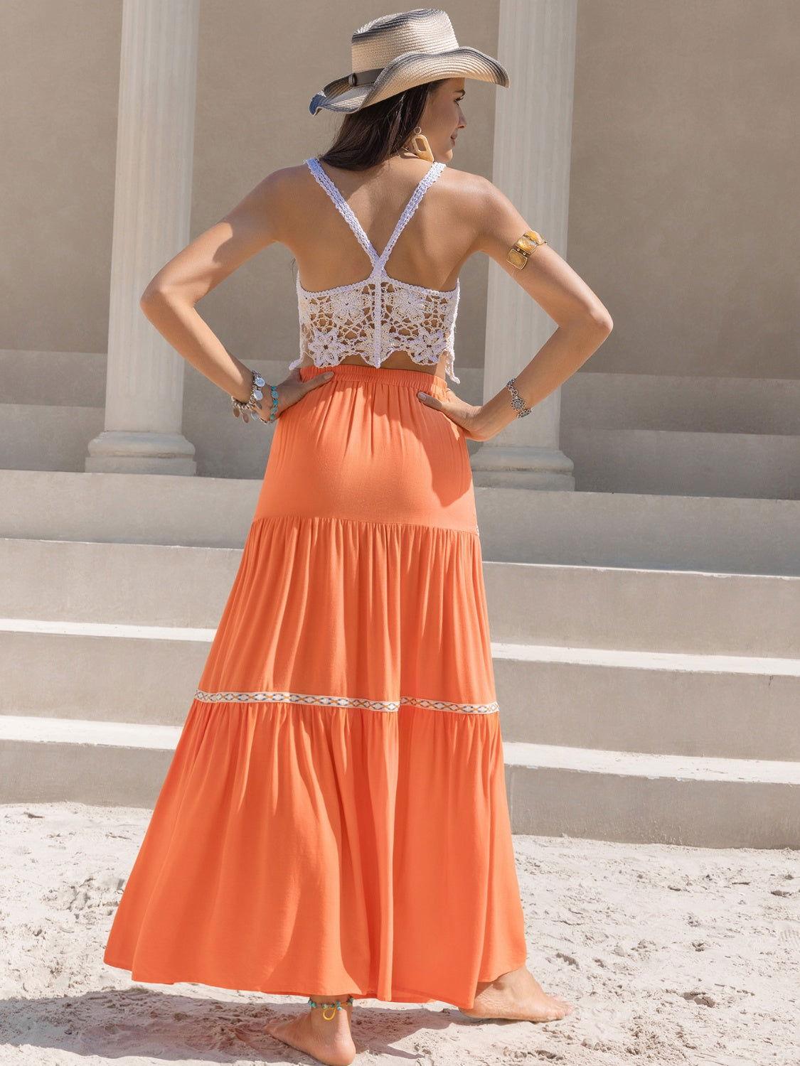 High Waist Maxi Tiered Skirt - Clothes For Her Online Store