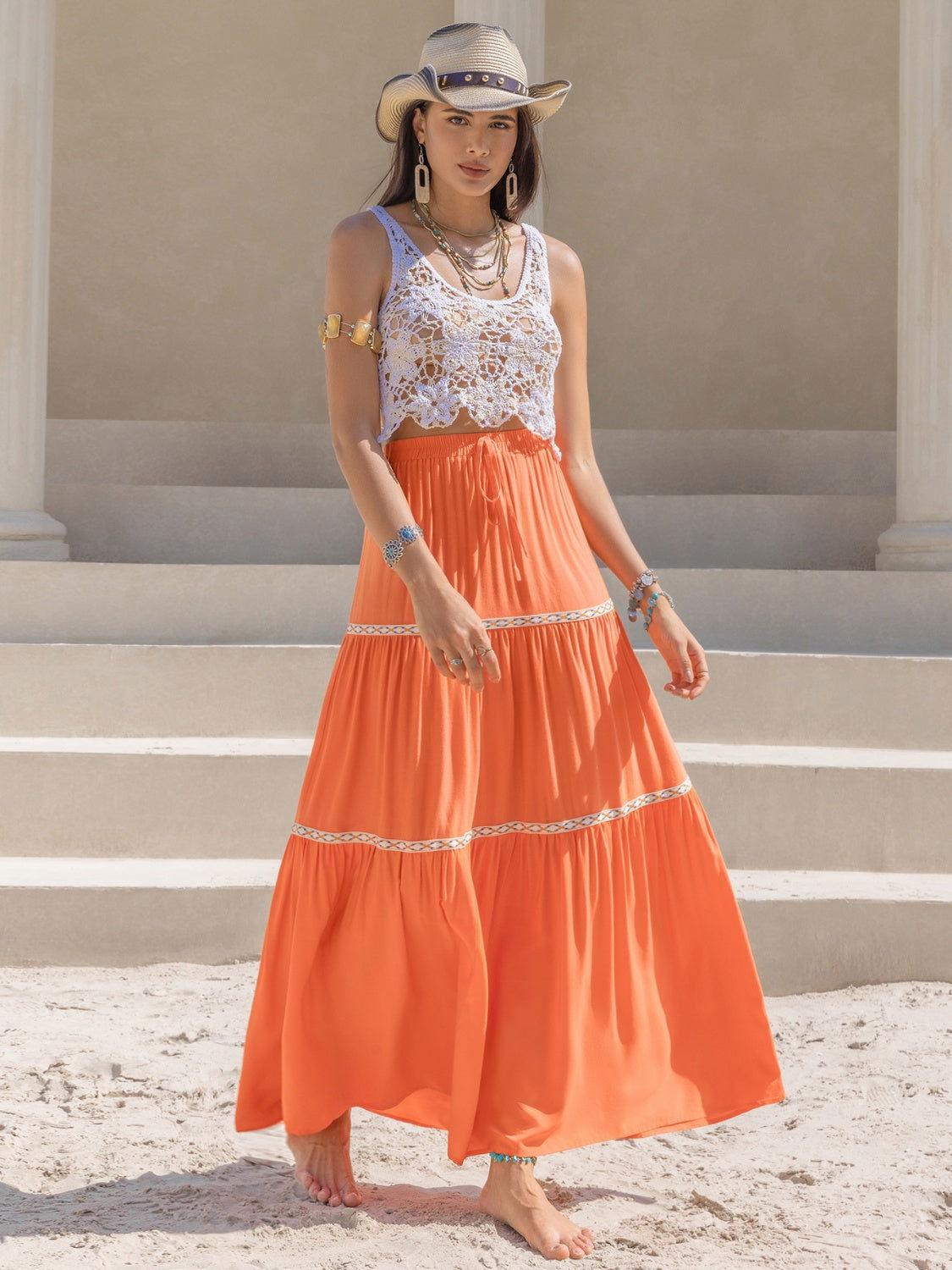High Waist Maxi Tiered Skirt - Clothes For Her Online Store