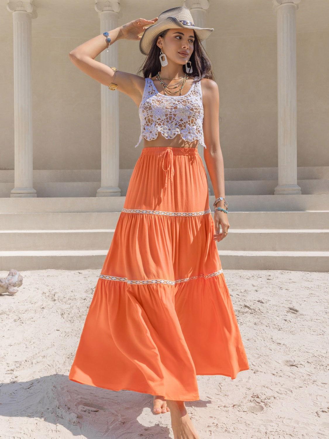 High Waist Maxi Tiered Skirt - Clothes For Her Online Store