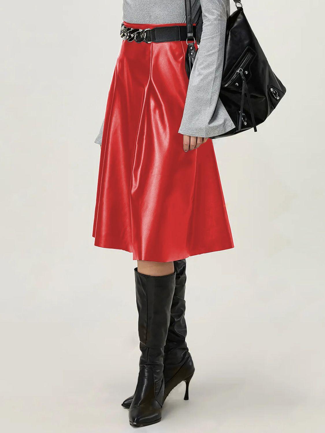 High Waist Skirt with Zipper - Clothes For Her Online Store