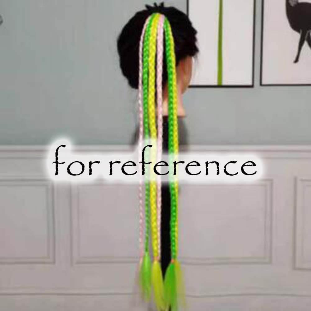 Highlight Fluorescent Pink Green Yellow Hair Braid Wig Nightclub Braid Hair Ring Party Braid Ponytail Hair Extensions Bling Hairpieces - Clothes For Her Online Store