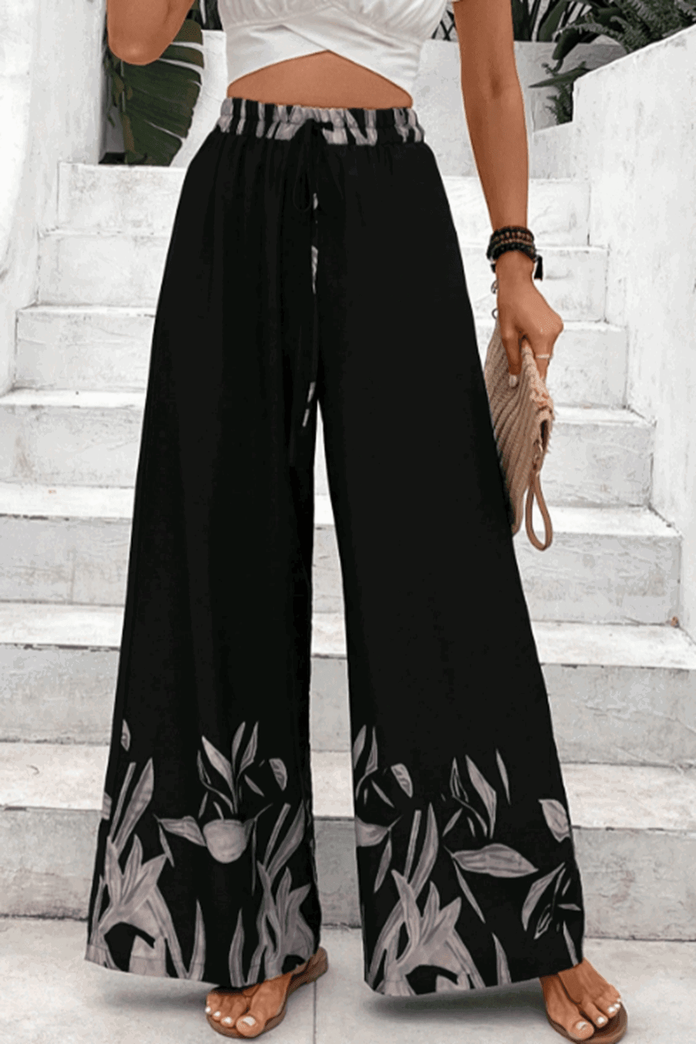 Honey Drawstring High Waist Relax Fit Long Pants - Clothes For Her Online Store