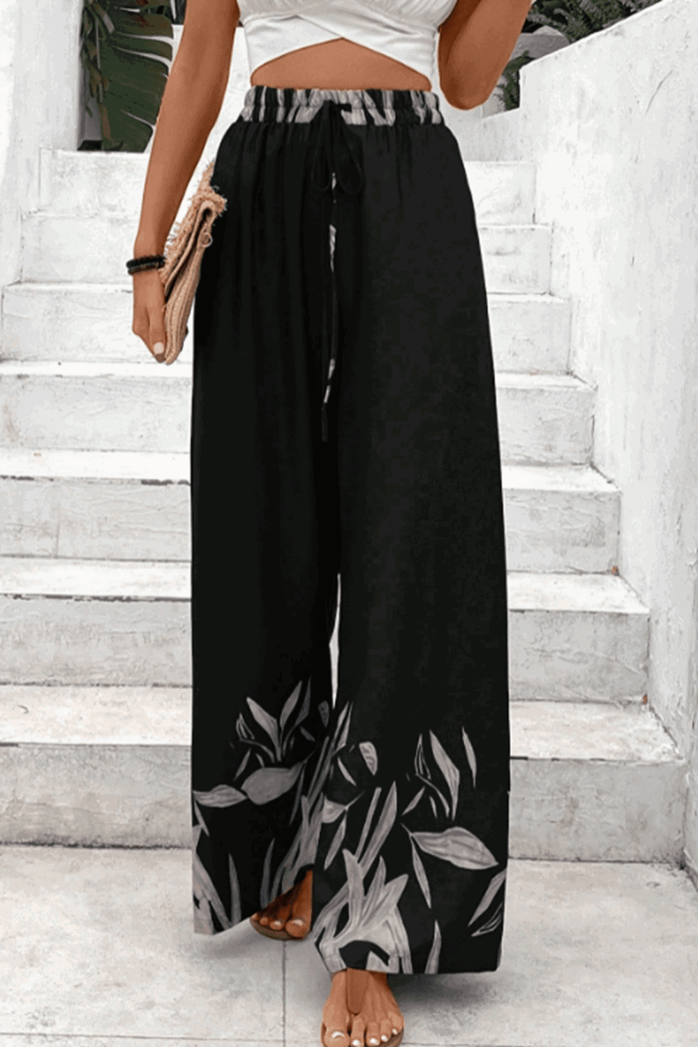 Honey Drawstring High Waist Relax Fit Long Pants - Clothes For Her Online Store