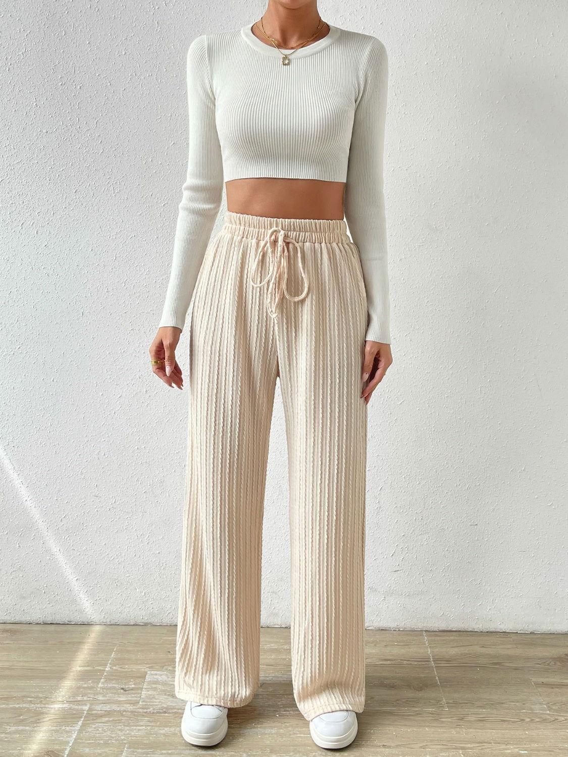 Honey Drawstring Wide Leg Pants - Clothes For Her Online Store