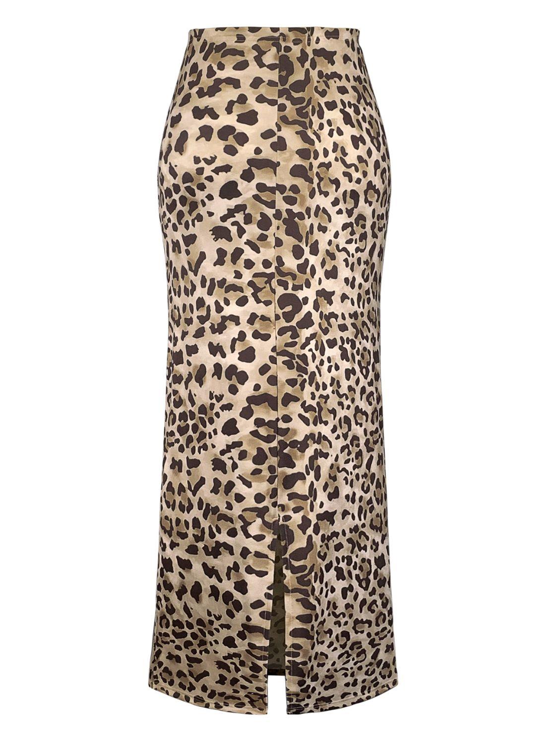 Honey Slit Leopard Midi Skirt - Clothes For Her Online Store