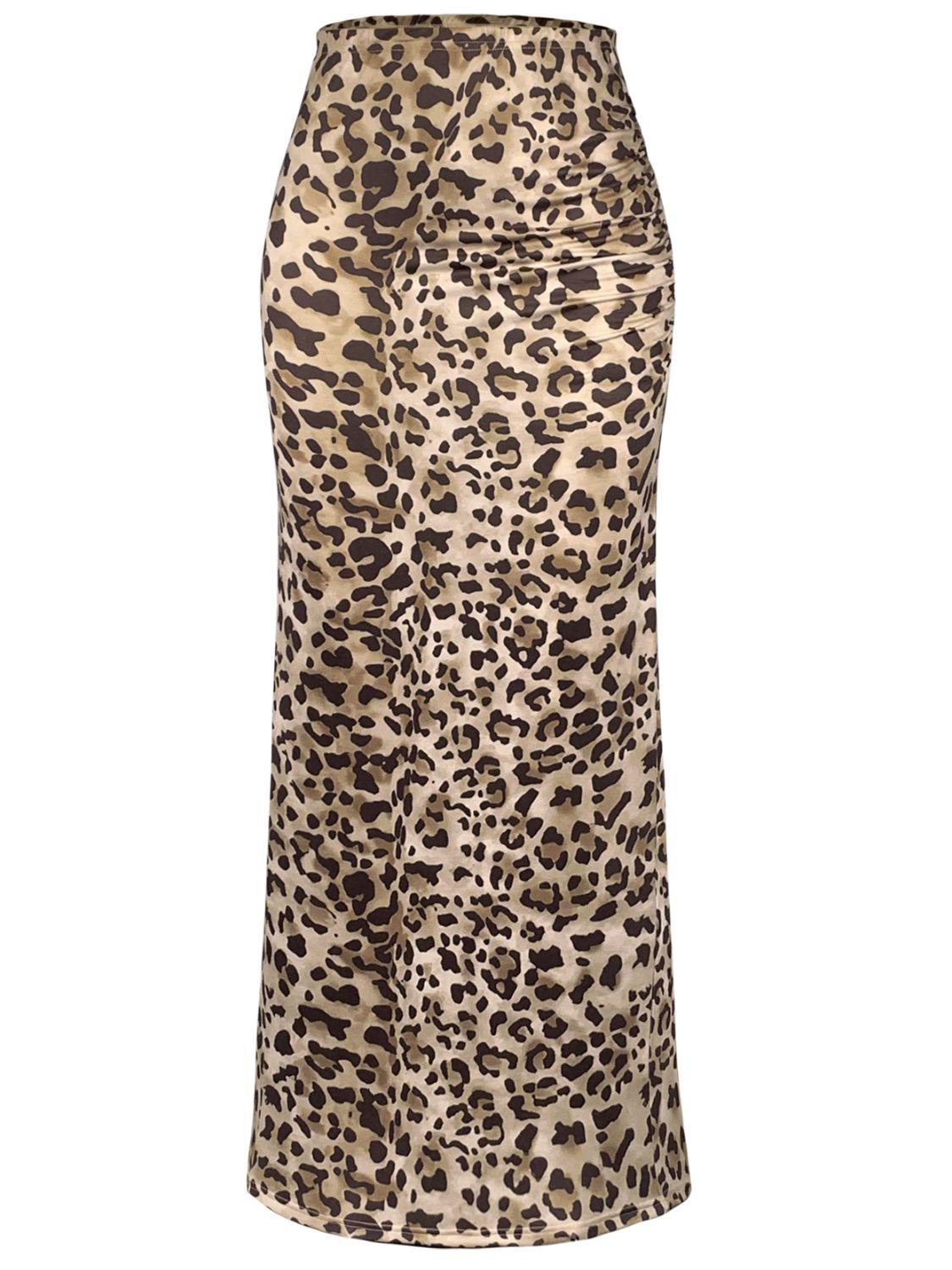 Honey Slit Leopard Midi Skirt - Clothes For Her Online Store