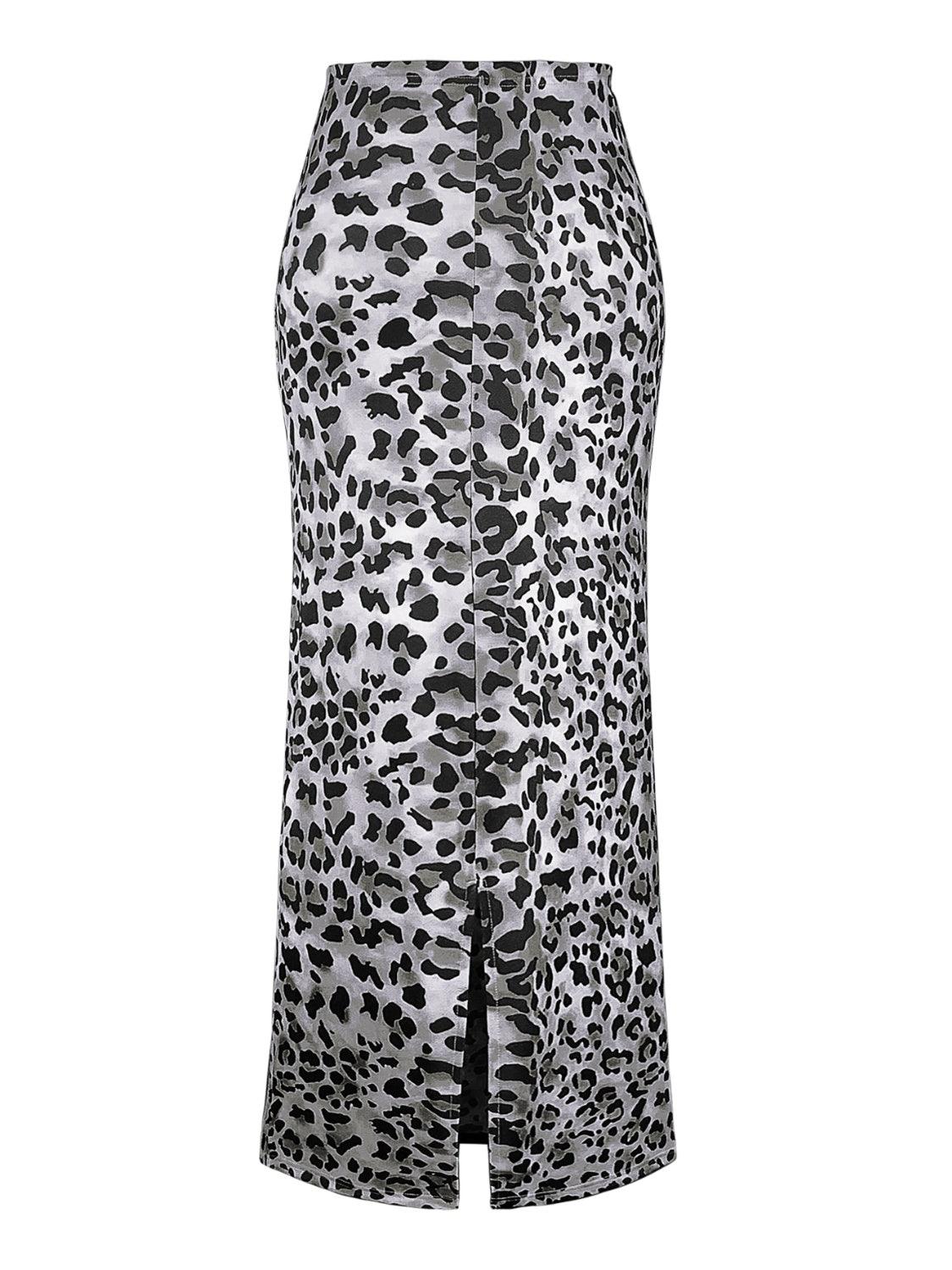 Honey Slit Leopard Midi Skirt - Clothes For Her Online Store
