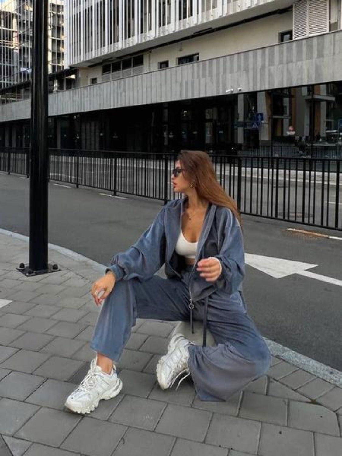 Hooded Jacket and Pants Set - Clothes For Her Online Store