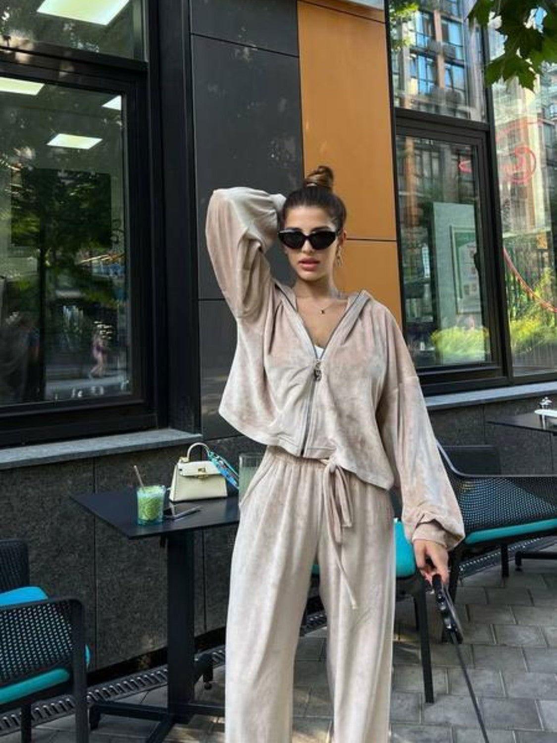 Hooded Jacket and Pants Set - Clothes For Her Online Store