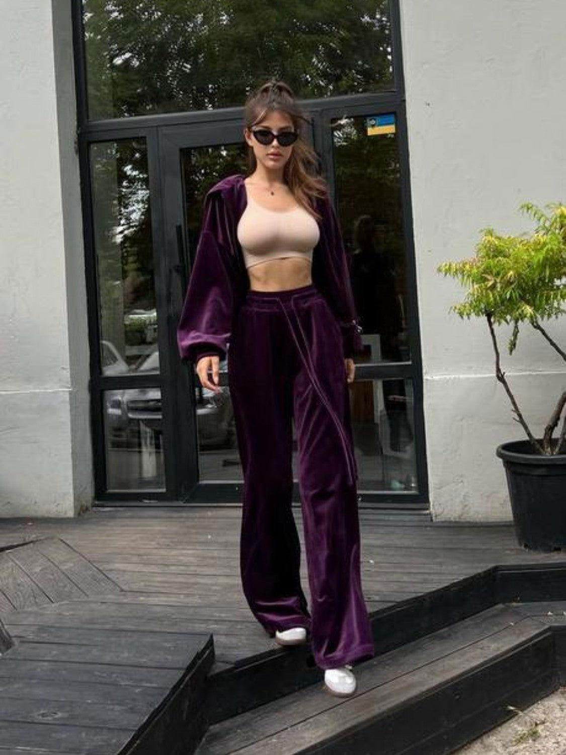 Hooded Jacket and Pants Set - Clothes For Her Online Store