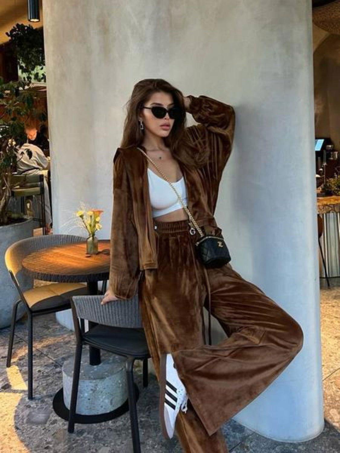 Hooded Jacket and Pants Set - Clothes For Her Online Store