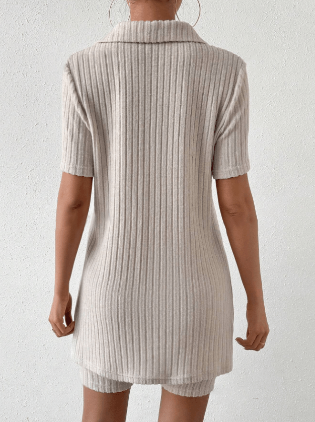 Johnny Collar Short Sleeve Top and Shorts Set - Clothes For Her Online Store