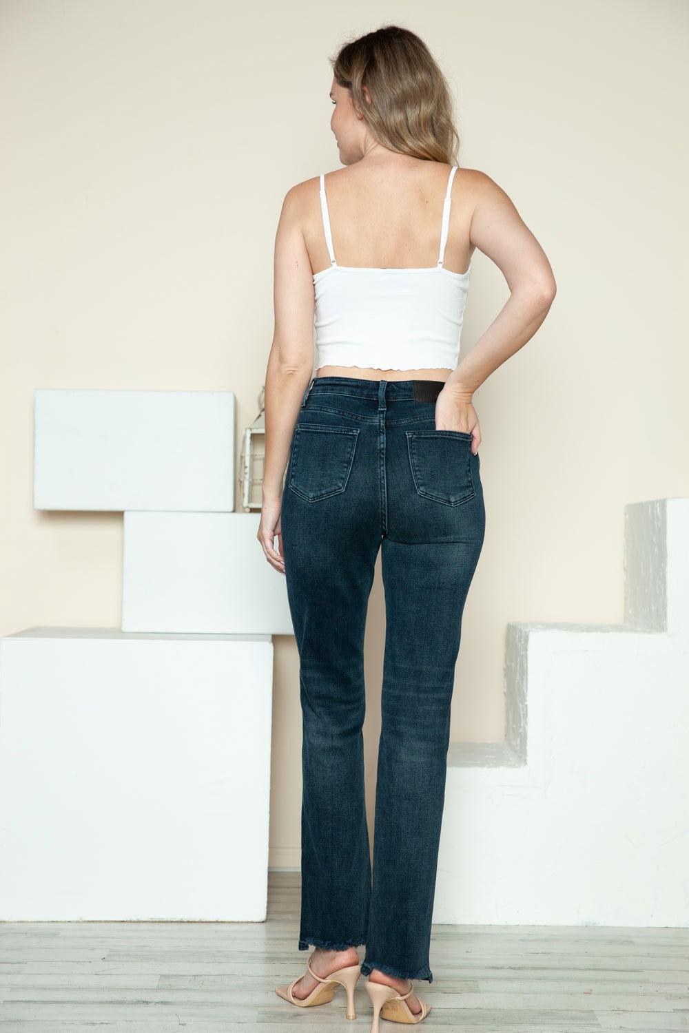 Judy Blue Full Size Button Fly Hem Destroy Straight Jeans - Clothes For Her Online Store