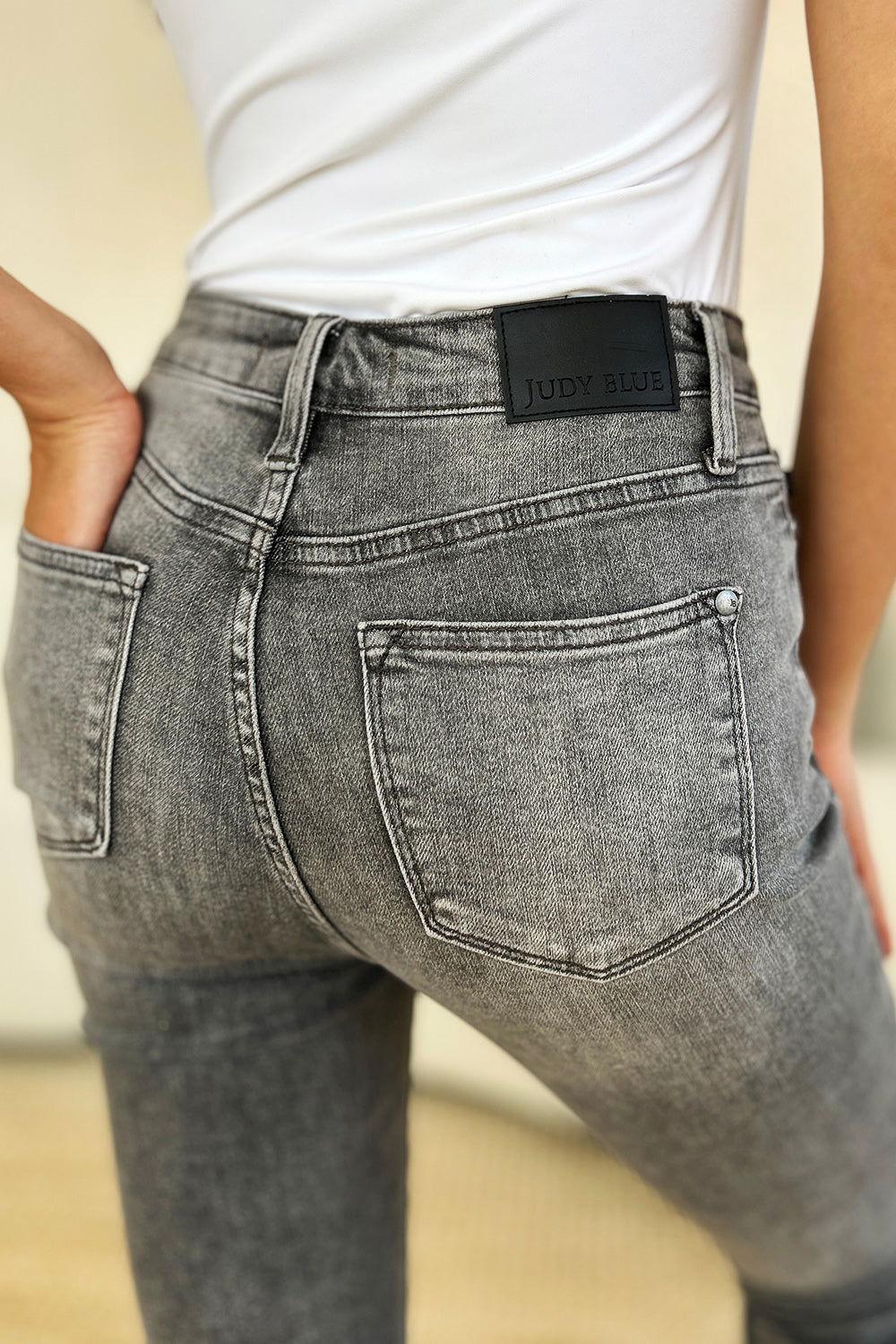 Judy Blue Full Size Button Fly High Waist Cuffed Capris - Clothes For Her Online Store