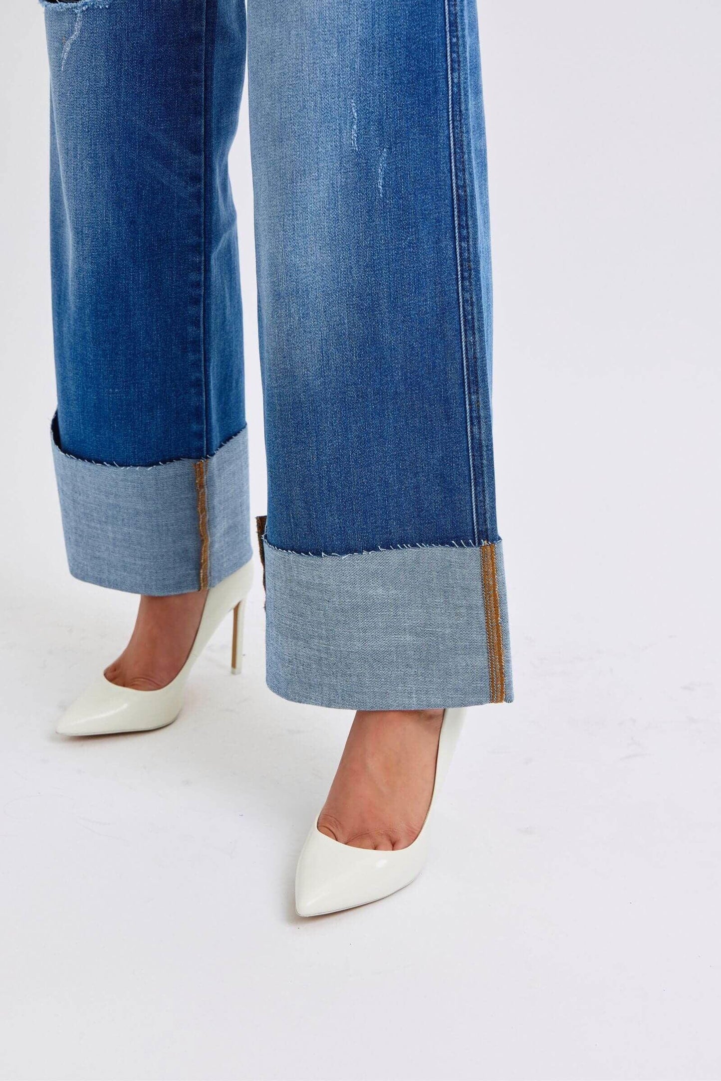Judy Blue Full Size Distressed High Waist Wide Leg Jeans - Clothes For Her Online Store
