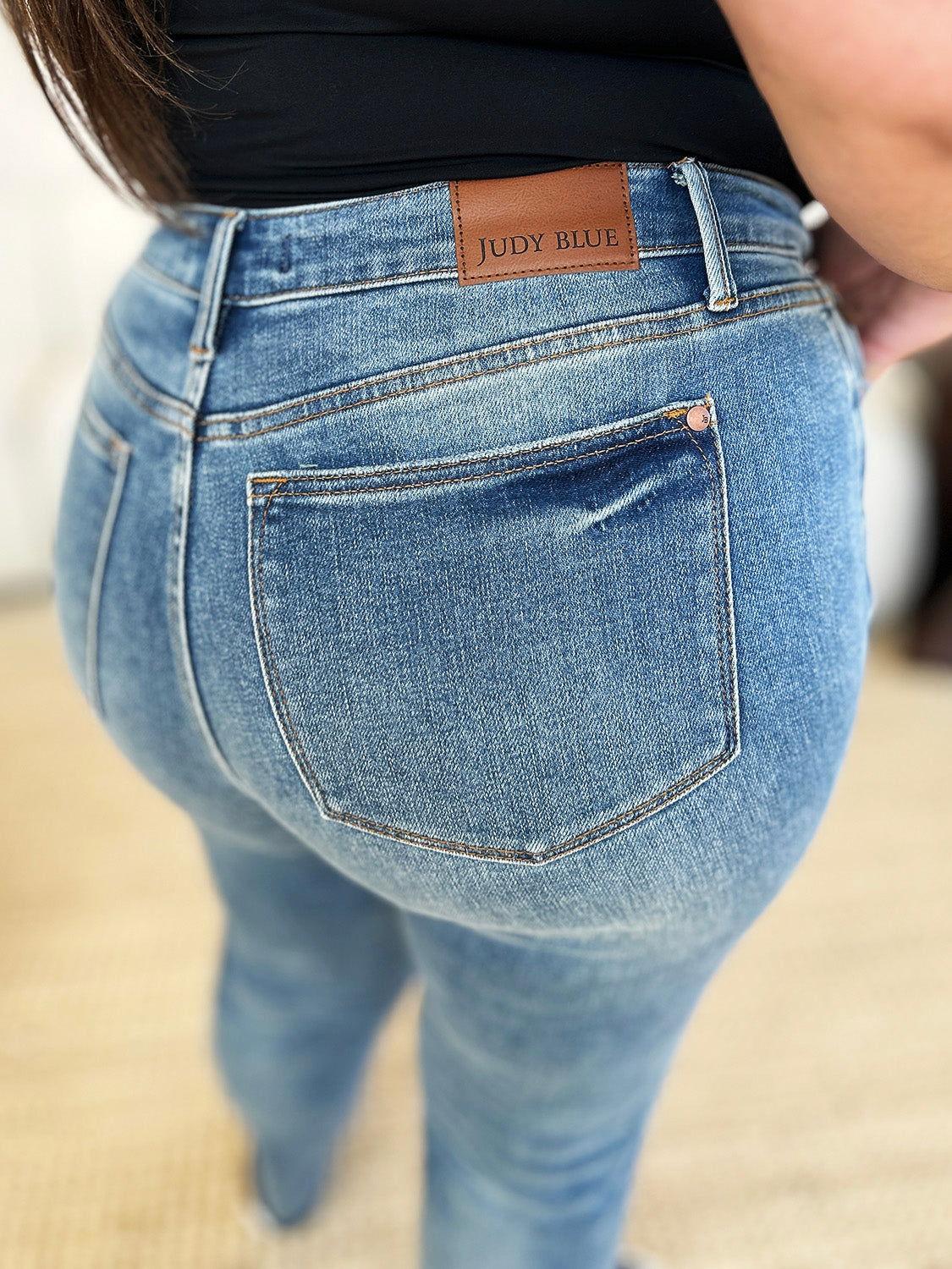 Judy Blue Full Size Mid Rise Rigid Magic Release Hem Jeans - Clothes For Her Online Store