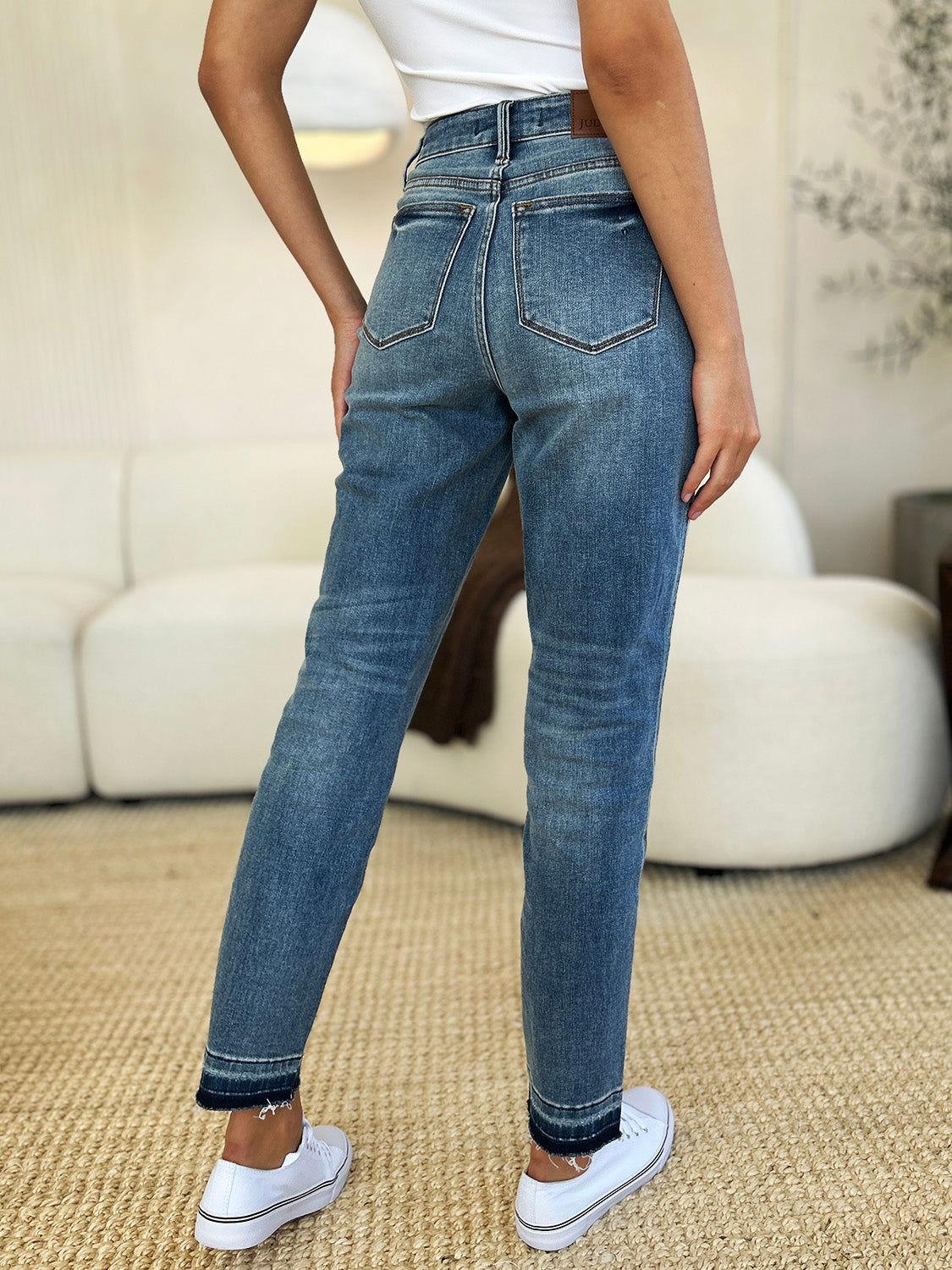 Judy Blue Full Size Mid Rise Rigid Magic Release Hem Jeans - Clothes For Her Online Store