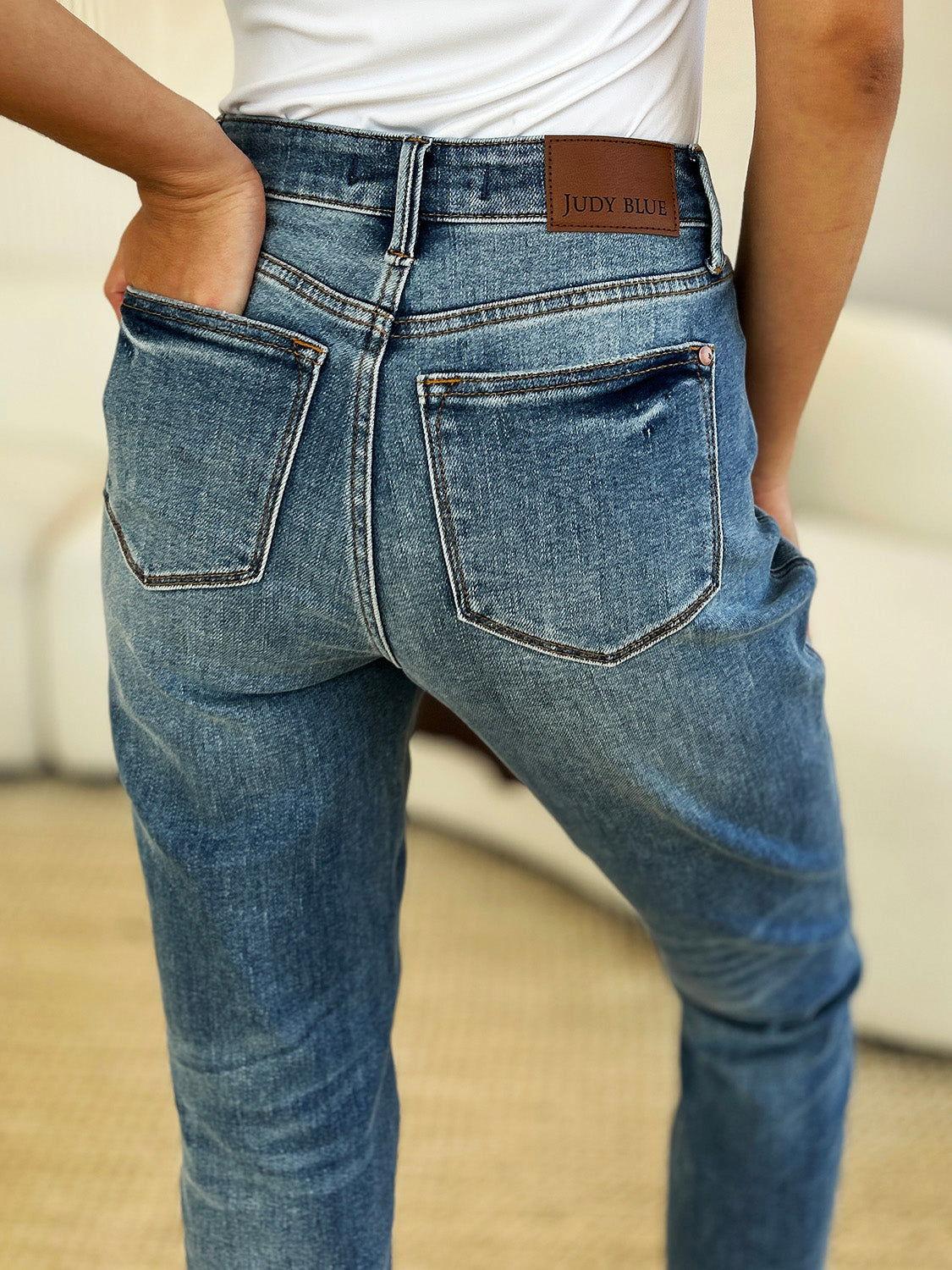 Judy Blue Full Size Mid Rise Rigid Magic Release Hem Jeans - Clothes For Her Online Store