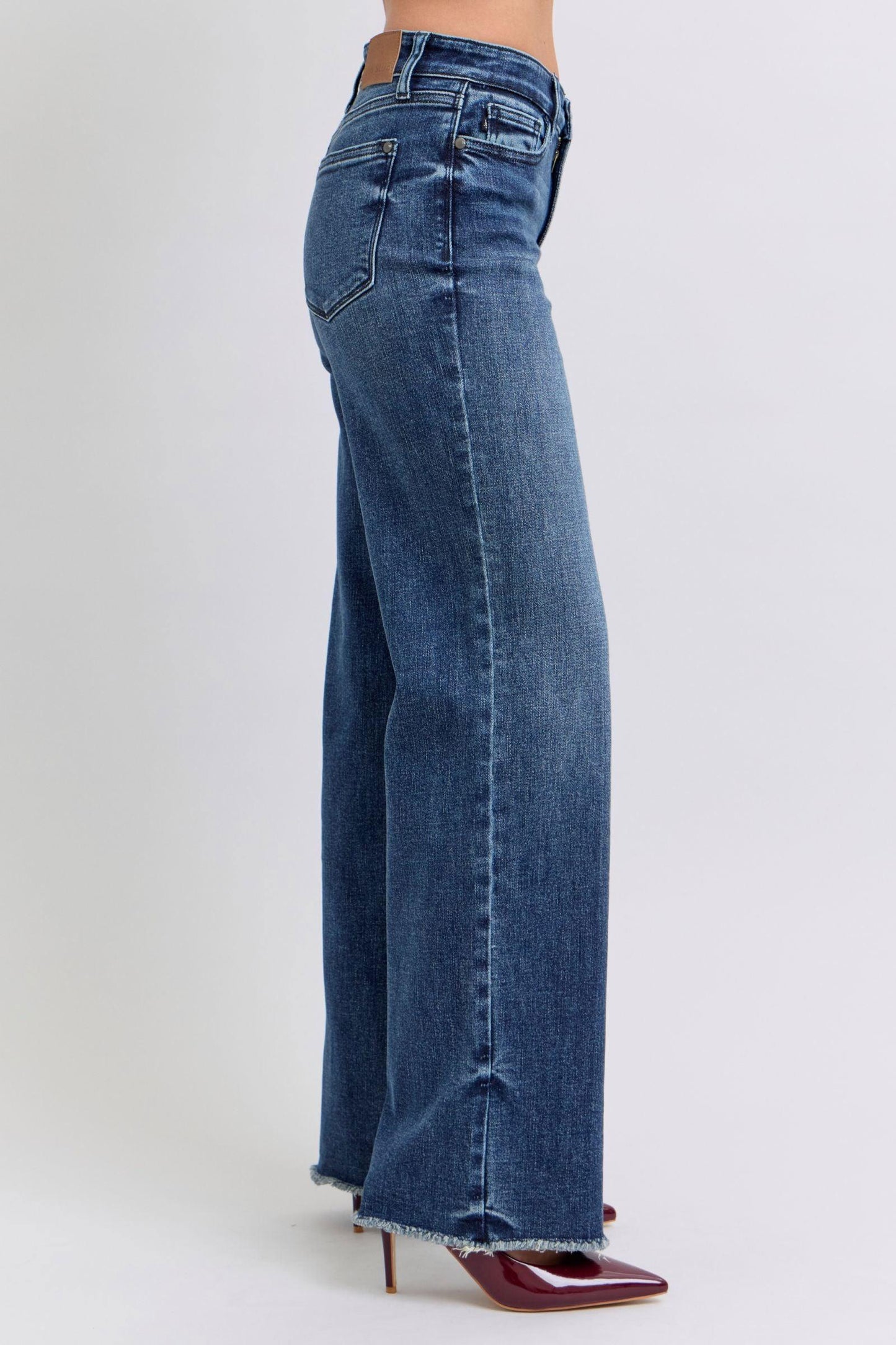 Judy Blue Full Size Raw Hem Mid Rise Jeans - Clothes For Her Online Store