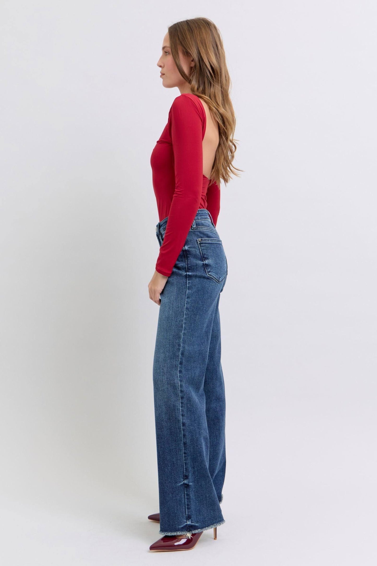Judy Blue Full Size Raw Hem Mid Rise Jeans - Clothes For Her Online Store