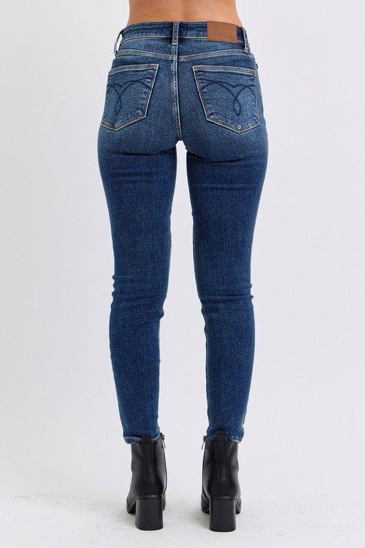 Judy Blue Full Size Run Mid-Rise Waist Skinny Jeans with Thermal Lining - Clothes For Her Online Store