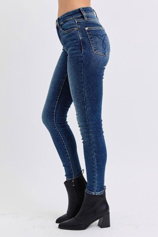 Judy Blue Full Size Run Mid-Rise Waist Skinny Jeans with Thermal Lining - Clothes For Her Online Store