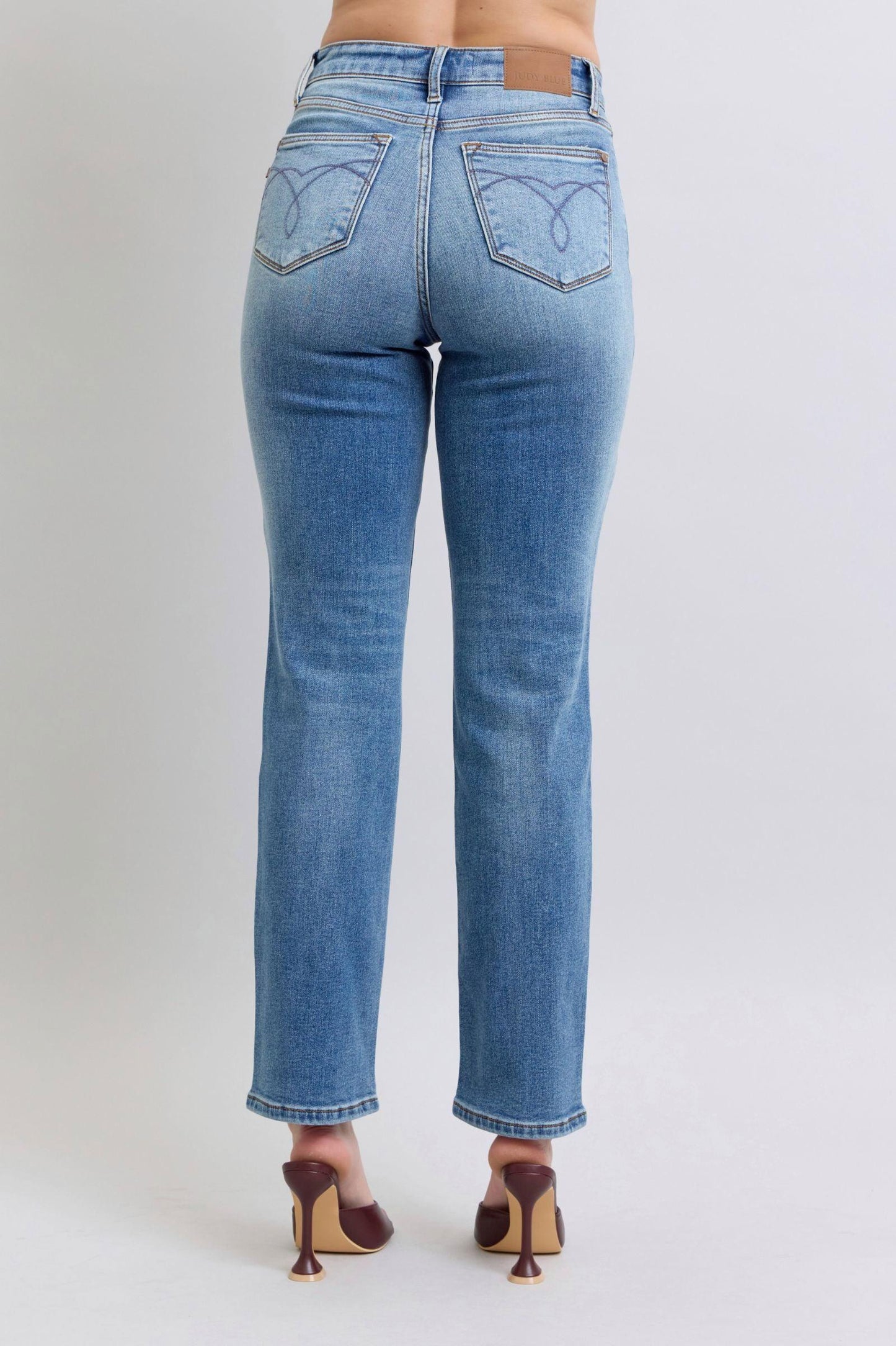 Judy Blue Full Size Run Vintage Wash Thermal Straight Jeans - Clothes For Her Online Store