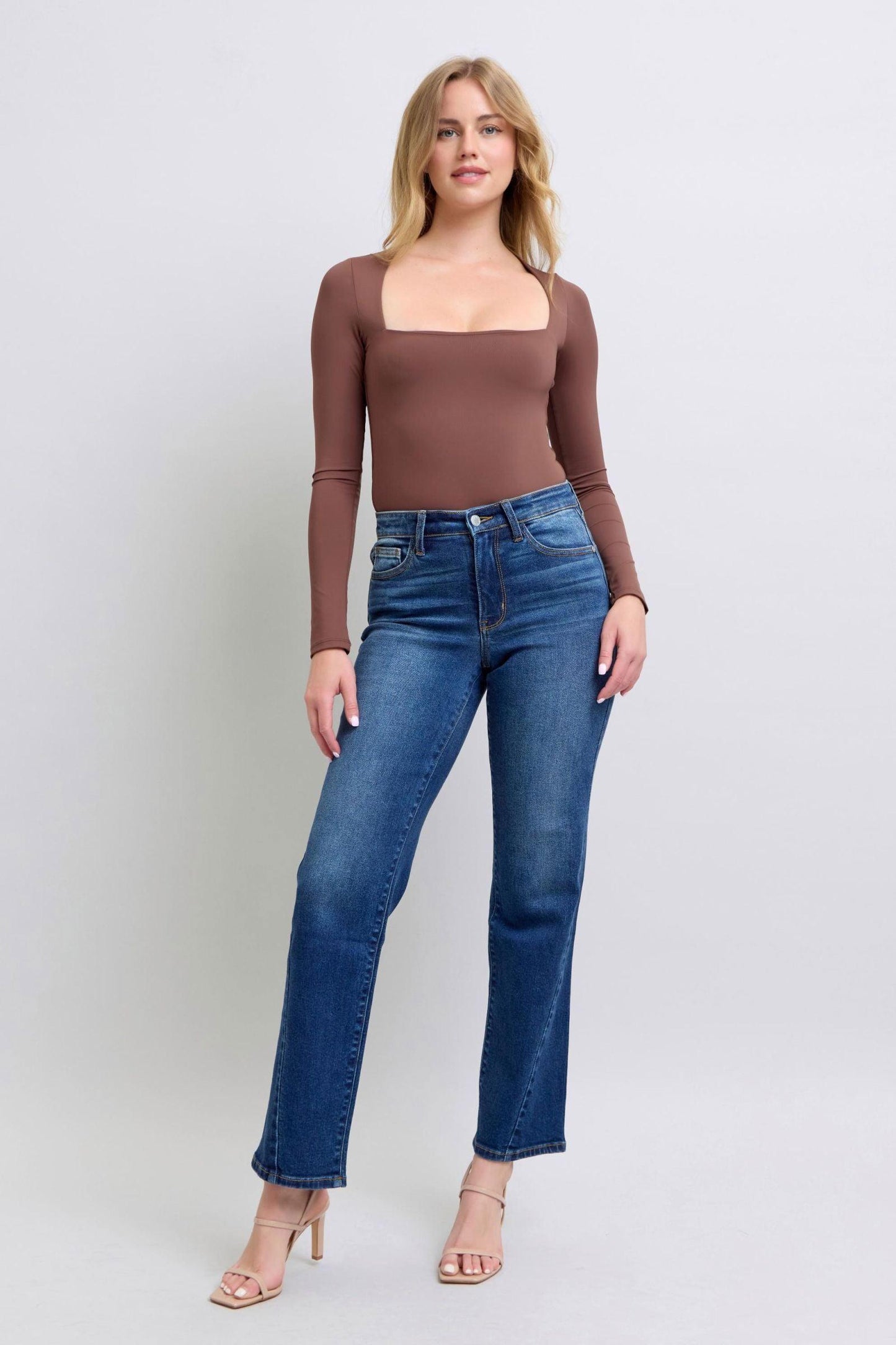 Judy Blue Full Size Side Seam Detail Straight Jeans with Pockets - Clothes For Her Online Store