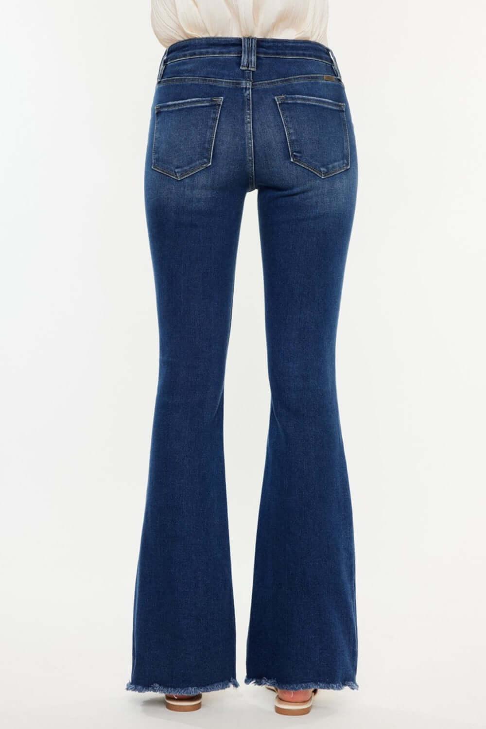 Kancan Cat's Whiskers Raw Hem Flare Jeans - Clothes For Her Online Store