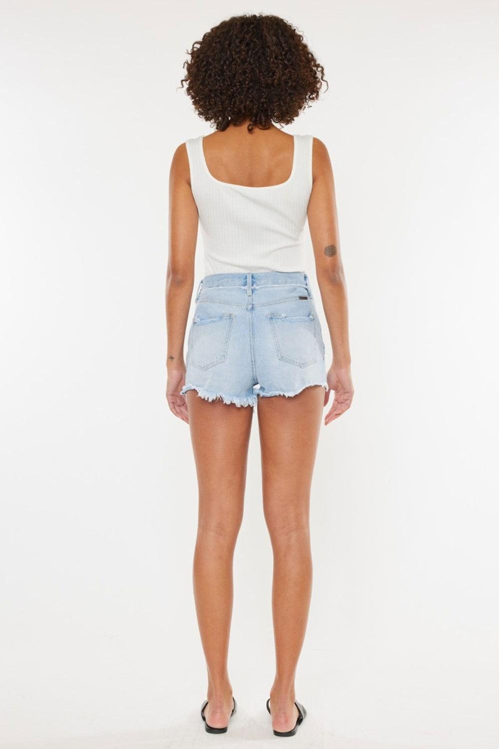 Kancan Distressed Button Fly Denim Shorts - Clothes For Her Online Store
