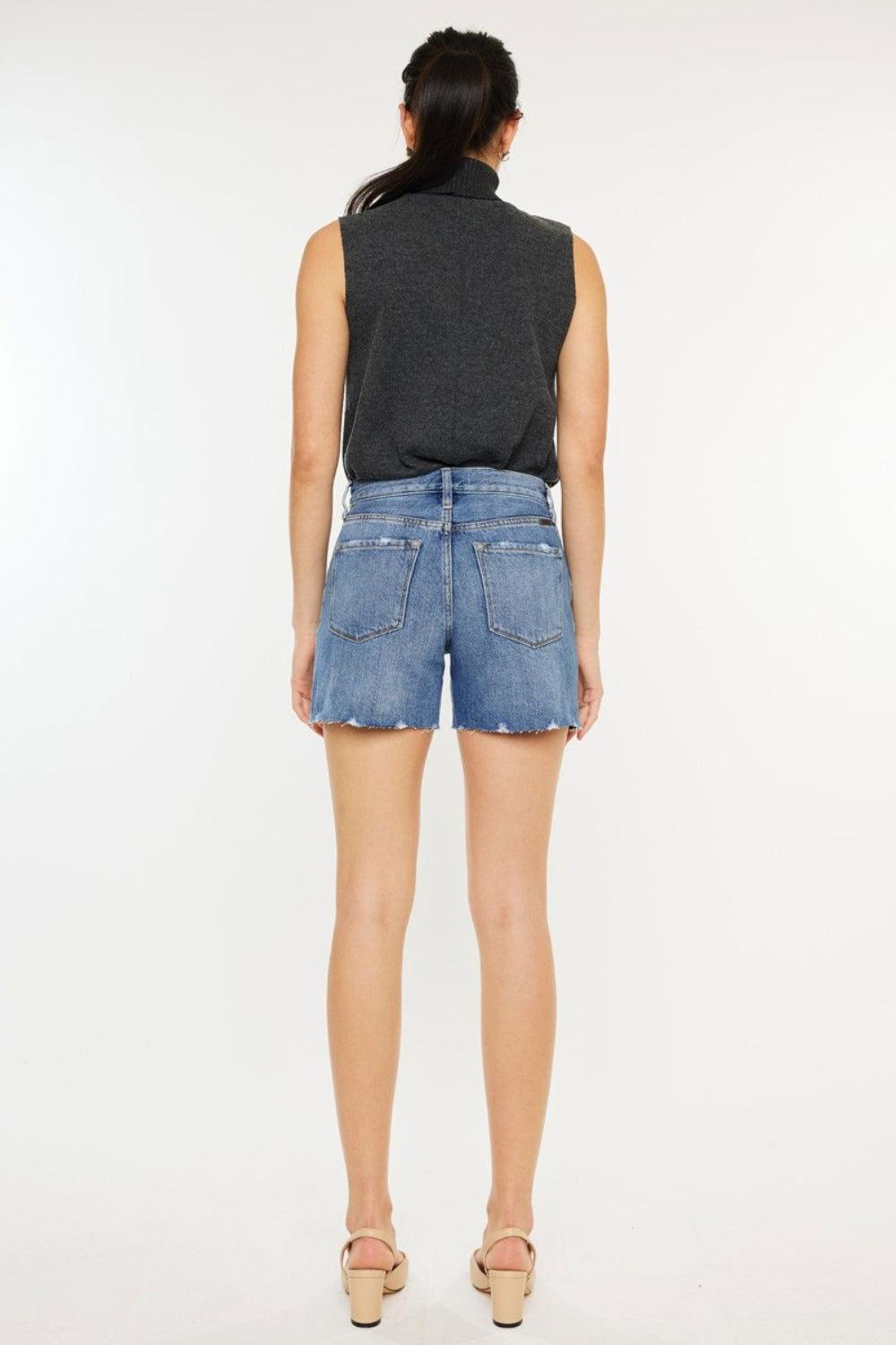 Kancan Distressed High Waist Denim Shorts - Clothes For Her Online Store