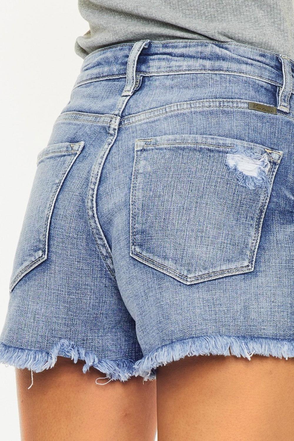 Kancan Distressed Raw Hem Denim Shorts - Clothes For Her Online Store