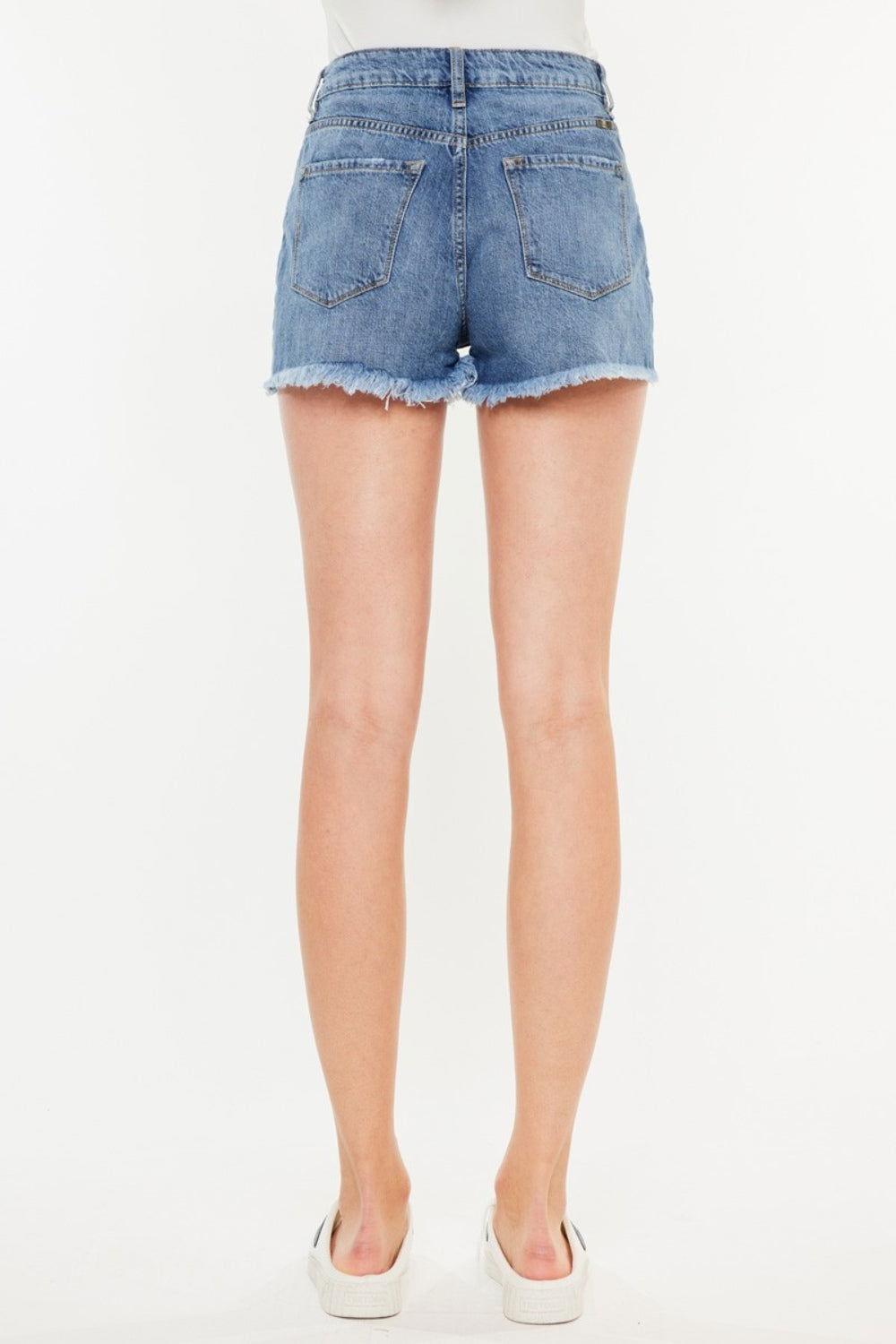 Kancan Distressed Raw Hem High Waist Denim Shorts - Clothes For Her Online Store